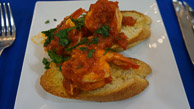 Gamberini Fradiavolo Shrimp In a spicy fresh tomato sauce. Cherry tomatoes, garlic, white wine, and housmade (Italian) Chili oil DSC05106.jpg